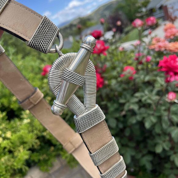 Accessories - Perez Sanz Sunchero Belt Alpaca and Leather Beige Silver Metal Size OS